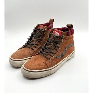 Vans SK8 MTE Shoes Womens 8 Men’s 6.5 Brown Hi Top Flannel Comfort Skate Casual
